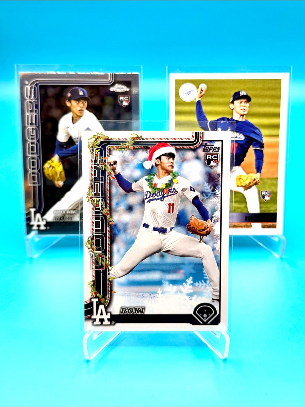 🔥Roki Sasaki Rookie Lot! Topps Holiday Santa Hat + Topps & Topps Chrome Rookie!